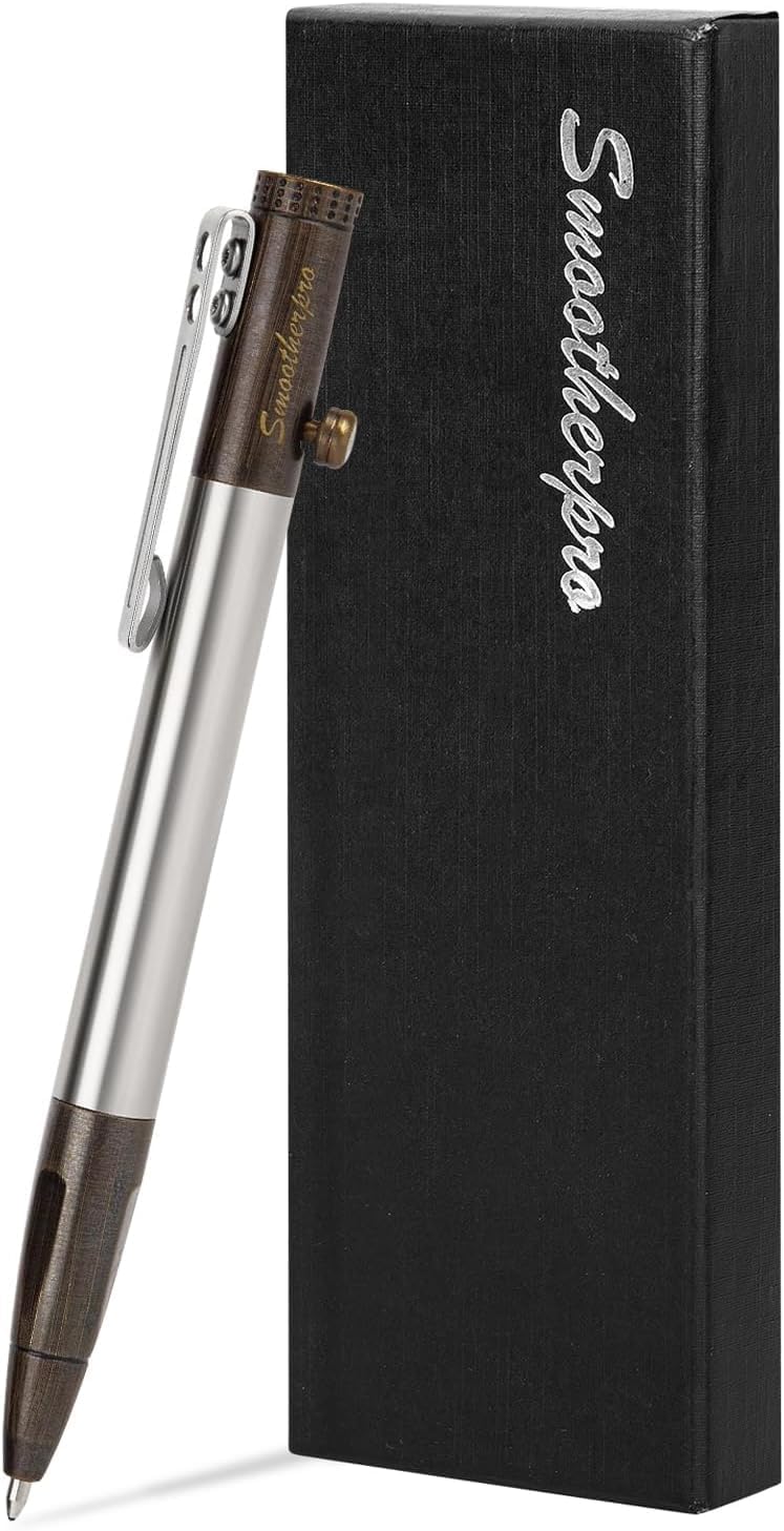 SMOOTHERPRO قلم بولت أكشن، قلم حبر جاف من الفولاذ المقاوم للصدأ، متوافق مع إعادة تعبئة باركر، قلم ثقيل الوزن ليد مرتعشة، باركنسون، يد مصابة بالتهاب المفاصل، أسود عتيق (SP01BK) - Image 1